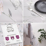 KP Home Petals of Calm Pattern PVC Tablecloth – 200x137cm & 137x137cm Wipe Clean Waterproof Oilcloth for Indoor & Outdoor Use