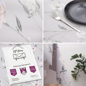 KP Home Petals of Calm Pattern PVC Tablecloth – 200x137cm & 137x137cm Wipe Clean Waterproof Oilcloth for Indoor & Outdoor Use