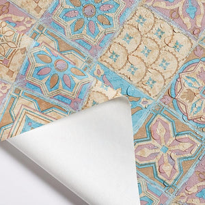 KP HOME Waterproof PVC Table Cloth - Rectangular Tablecloth - Portuguese Azulejo Lisbon Tiles Vinyl Tablecloth Rectangle - Dinning Plastic Table Cover Wipe Clean in Bright and Colourful