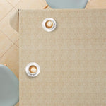 KP HOME Waterproof PVC Wipe Clean Table Cloth - Rectangular Tablecloth - Embossed One Tone Tablecloth Rectangular Wipeable - Outdoor Plastic Table Cover Wipe Down in Plain Beige