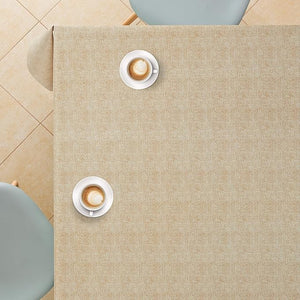 KP HOME Waterproof PVC Wipe Clean Table Cloth - Rectangular Tablecloth - Embossed One Tone Tablecloth Rectangular Wipeable - Outdoor Plastic Table Cover Wipe Down in Plain Beige