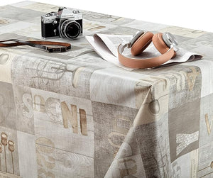 KP HOME PVC Wipe Clean Table Cloth - Rectangular Oilcloth 118x55in | 300x140cm - Industrial Rustic Loft Wood Wipeable Tablecloth - Plastic Outdoor Waterproof Table Cover in Grey Brown