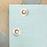 KP HOME Wipe Clean Tablecloth Turquoise Duck Egg PVC Table Cover - Rectangle Table - Easy Wipeable Vinyl Plastic Table Cloth With Retro Mint Floral Print