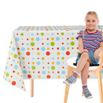 KP HOME Wipe Clean Tablecloth Rectangular - PVC Wipeable Plastic Table Cloth for Outdoor - Waterproof Rectangle Kids Oilcloth 6 Seat Table Cover in Colorful Polka Dot Print