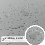 KP Home Grey Herringbone PVC Tablecloth – Waterproof Wipeable Plastic Table Cover with Woven Effect – Soft Touch Outdoor Oilcloth