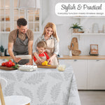 KP Home Soft Touch Ivory Wipe Clean Tablecloth with Taupe Grey Pebble Fern Design – Waterproof PVC Oilcloth with Linen Effect, Outdoor