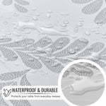 KP Home Soft Touch Ivory Wipe Clean Tablecloth with Taupe Grey Pebble Fern Design – Waterproof PVC Oilcloth with Linen Effect, Outdoor