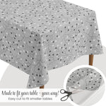 KP Home Grey PVC Table Cloth Wipe Clean – Soft Touch Wipeable Plastic Tablecloth with Linen Effect, Waterproof Table Cove - Black & White Heart Vines