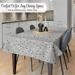 KP Home Grey PVC Table Cloth Wipe Clean – Soft Touch Wipeable Plastic Tablecloth with Linen Effect, Waterproof Table Cove - Black & White Heart Vines