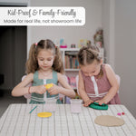 Beige PVC Tablecloth – Waterproof Wipeable Plastic Table Cover with Linen Effect – Soft Touch Oilcloth in Grey Checkered Grid Design