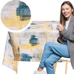 KP Home Yellow Abstract Brushstroke Charm Pattern  PVC Tablecloth – 200x137cm & 137x137cm Wipe Clean Waterproof Oilcloth for Indoor & Outdoor Use