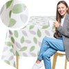 KP Home Green Leaf Breeze PVC Tablecloth – 200x137cm & 137x137cm Wipe Clean Waterproof Oilcloth for Indoor & Outdoor Use