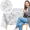 KP Home Eucalyptus Whisper Pattern PVC Tablecloth – 200x137cm & 137x137cm Wipe Clean Waterproof Oilcloth for Indoor & Outdoor Use