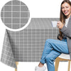 KP Home Modern Grey Grid PVC Tablecloth – 200x137cm & 137x137cm Wipe Clean Waterproof Oilcloth for Indoor & Outdoor Use