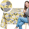 KP Home Yellow Sunlit Blossom Wipe Clean Tablecloth  PVC Tablecloth – 200x137cm & 137x137cm Wipe Clean Waterproof Oilcloth for Indoor & Outdoor Use