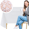 KP Home White Rose Lace PVC Tablecloth – 200x137cm & 137x137cm Wipe Clean Waterproof Oilcloth for Indoor & Outdoor Use