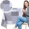 KP Home Grey Textured Patchwork Pattern  PVC Tablecloth – 200x137cm & 137x137cm Wipe Clean Waterproof Oilcloth for Indoor & Outdoor Use