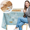 KP Home Horizon Glow Charm with Gold Shimmer PVC Tablecloth – 200x137cm & 137x137cm Wipe Clean Waterproof Oilcloth for Indoor & Outdoor Use