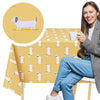 KP Home Yellow Sunny Sausage Dog Delight  PVC Tablecloth – 200x137cm & 137x137cm Wipe Clean Waterproof Oilcloth for Indoor & Outdoor Use