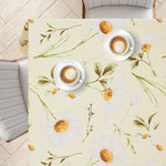 KP HOME Pastel Green PVC Wipe Clean Table Cloth with Countryside White Daisy Floral Print - Waterproof Premium Soft Touch Tablecloth