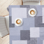 KP Home Grey Textured Patchwork Pattern  PVC Tablecloth – 200x137cm & 137x137cm Wipe Clean Waterproof Oilcloth for Indoor & Outdoor Use