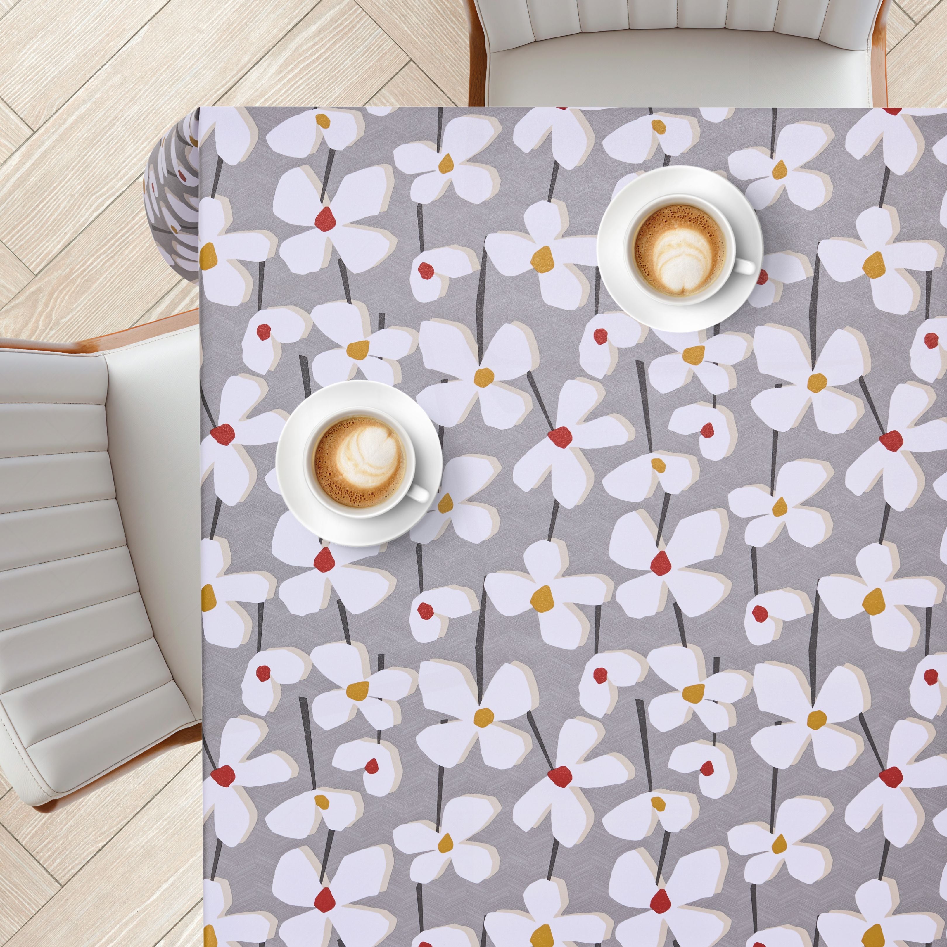 KP Home Vivid Petal Harmony Glitter Pattern  PVC Tablecloth – 200x137cm & 137x137cm Wipe Clean Waterproof Oilcloth for Indoor & Outdoor Use