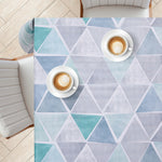 KP Home Triangular Luxe Charm Pattern  PVC Tablecloth – 200x137cm & 137x137cm Wipe Clean Waterproof Oilcloth for Indoor & Outdoor Use