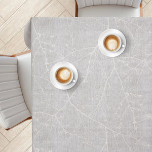 KP Home Grey Serene Tree Branches Pattern  PVC Tablecloth – 200x137cm & 137x137cm Wipe Clean Waterproof Oilcloth for Indoor & Outdoor Use