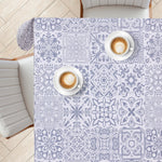 KP Home Grey Timeless Tile Charm Pattern PVC Tablecloth – 200x137cm & 137x137cm Wipe Clean Waterproof Oilcloth for Indoor & Outdoor Use