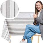 KP Home Grey Sophisticated Stripes Pattern  PVC Tablecloth – 200x137cm & 137x137cm Wipe Clean Waterproof Oilcloth for Indoor & Outdoor Use