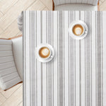 KP Home Grey Sophisticated Stripes Pattern  PVC Tablecloth – 200x137cm & 137x137cm Wipe Clean Waterproof Oilcloth for Indoor & Outdoor Use