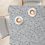 KP Home Grey PVC Table Cloth Wipe Clean – Soft Touch Wipeable Plastic Tablecloth with Linen Effect, Waterproof Table Cove - Black & White Heart Vines