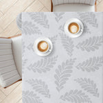KP Home Soft Touch Ivory Wipe Clean Tablecloth with Taupe Grey Pebble Fern Design – Waterproof PVC Oilcloth with Linen Effect, Outdoor