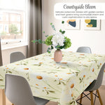 KP HOME Pastel Green PVC Wipe Clean Table Cloth with Countryside White Daisy Floral Print - Waterproof Premium Soft Touch Tablecloth