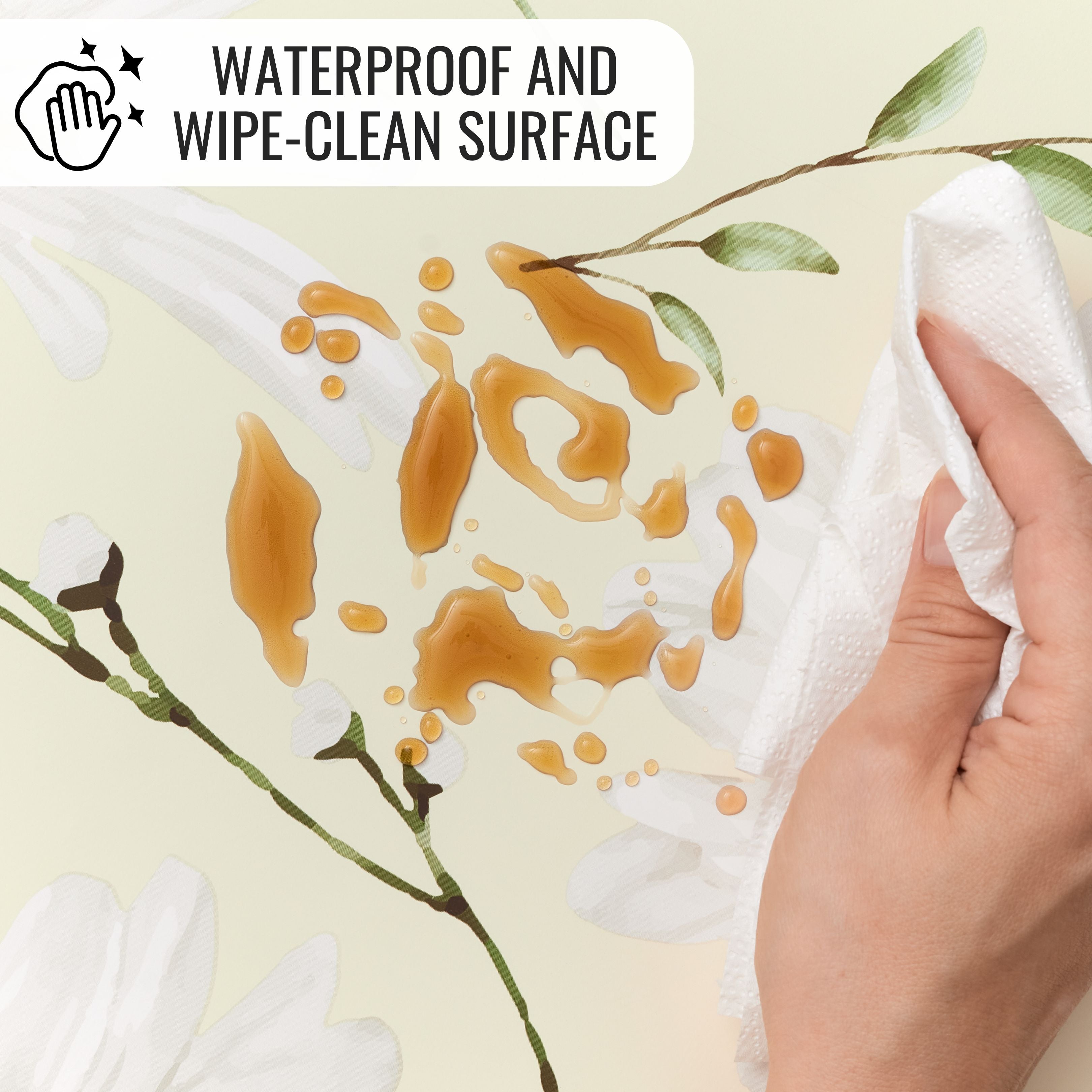 KP HOME Pastel Green PVC Wipe Clean Table Cloth with Countryside White Daisy Floral Print - Waterproof Premium Soft Touch Tablecloth