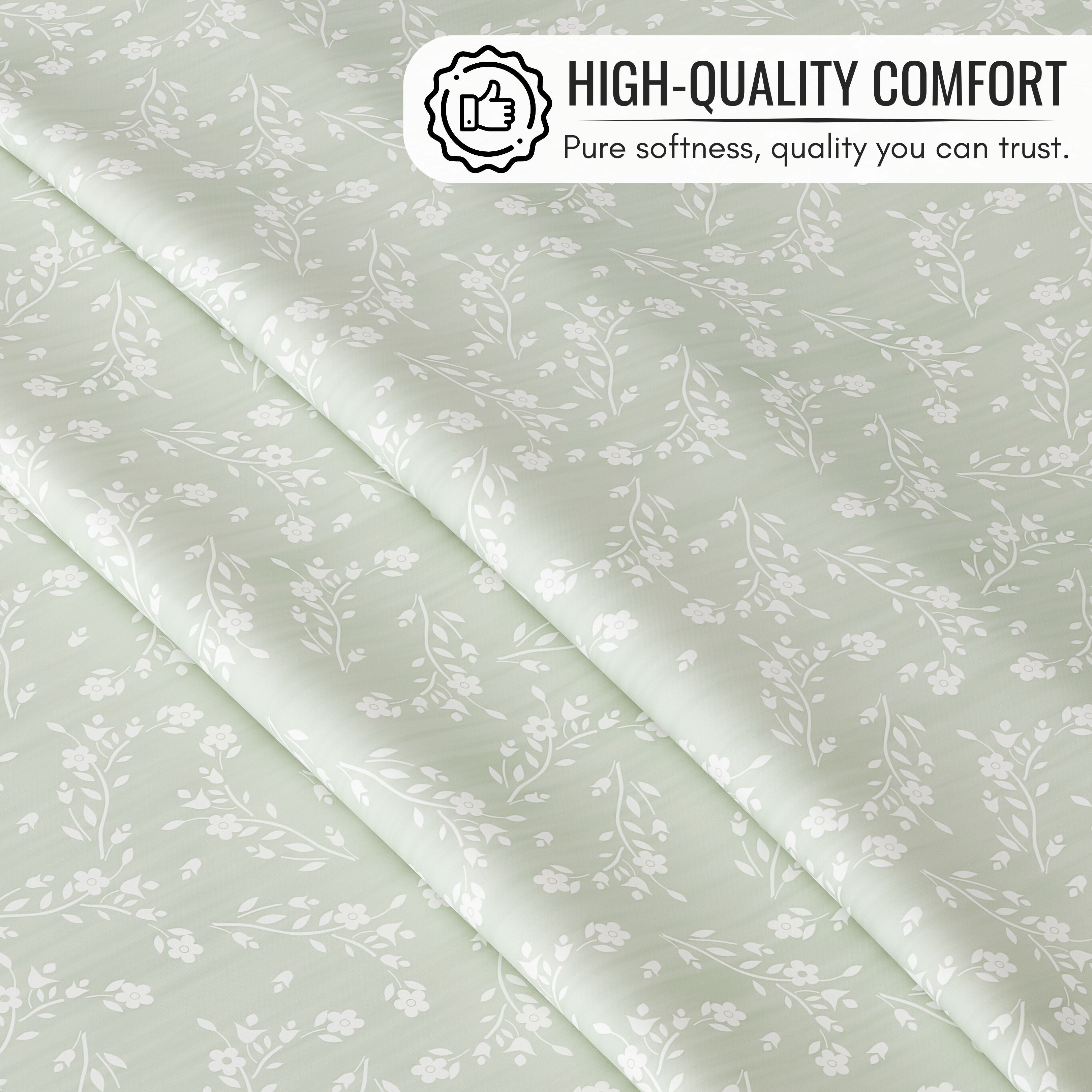 KP HOME Sage Green Plastic Table Cove with Classic Vintage White Flowers – Waterproof Wipe Clean Tablecloth, Premium Soft Feel Finish