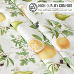 KP HOME Vintage Green PVC Table Cloth Wipe Clean Plastic Table Cover with Botanical Fruits Lemons Pears & Olives, Waterproof Soft Vinyl