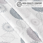 KP HOME Light Grey Wipe Clean Tablecloth with Modern Floral & Leaf Pattern, Waterproof Soft Touch Vinyl Oil Cloth for Kitchen or Outdoor