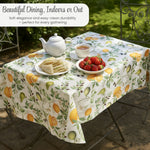 KP HOME Vintage Green PVC Table Cloth Wipe Clean Plastic Table Cover with Botanical Fruits Lemons Pears & Olives, Waterproof Soft Vinyl
