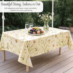 KP HOME Pastel Green PVC Wipe Clean Table Cloth with Countryside White Daisy Floral Print - Waterproof Premium Soft Touch Tablecloth