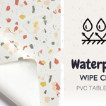 White Wipe Clean PVC Tablecloth with Trendy Terrazzo Pattern - Waterproof Vinyl Oilcloth for Rectangular Tables - Durable & Ideal for Indoor - Outdoor Use