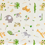 KP HOME Waterproof PVC Wipe Clean Tablecloth - Rectangle Oilcloth - Kids Safari Animals Wipe Down Table Cloth - Wipeable Kitchen Plastic Table Cover in Cream Beige