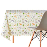 KP HOME Waterproof PVC Wipe Clean Tablecloth - Rectangle Oilcloth - Kids Safari Animals Wipe Down Table Cloth - Wipeable Kitchen Plastic Table Cover in Cream Beige