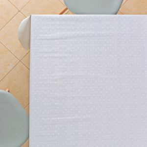 Grey Tablecloth Spotted with White Polka Dot Design  PVC Wipe Clean Oilcloth Plain Dotty pattern On Thick Rectangular Wipeable Vinyl Plastic PVC