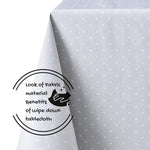 Grey Tablecloth Spotted with White Polka Dot Design  PVC Wipe Clean Oilcloth Plain Dotty pattern On Thick Rectangular Wipeable Vinyl Plastic PVC