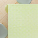 Tablecloth with Spotted White Polka Dot pattern On Lime Green PVC Wipe Clean Oilcloth - 200x140cm - Plain Dotty Design On Thick Rectangular Wipeable Vinyl Plastic Table Cloth