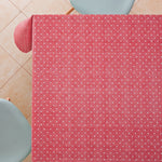 Tablecloth with Spotted White Polka Dot pattern On pinkish Red PVC Wipe Clean Oilcloth - 200x140cm - Plain Dotty Design On Thick Rectangular Wipeable Vinyl Plastic Table Cloth