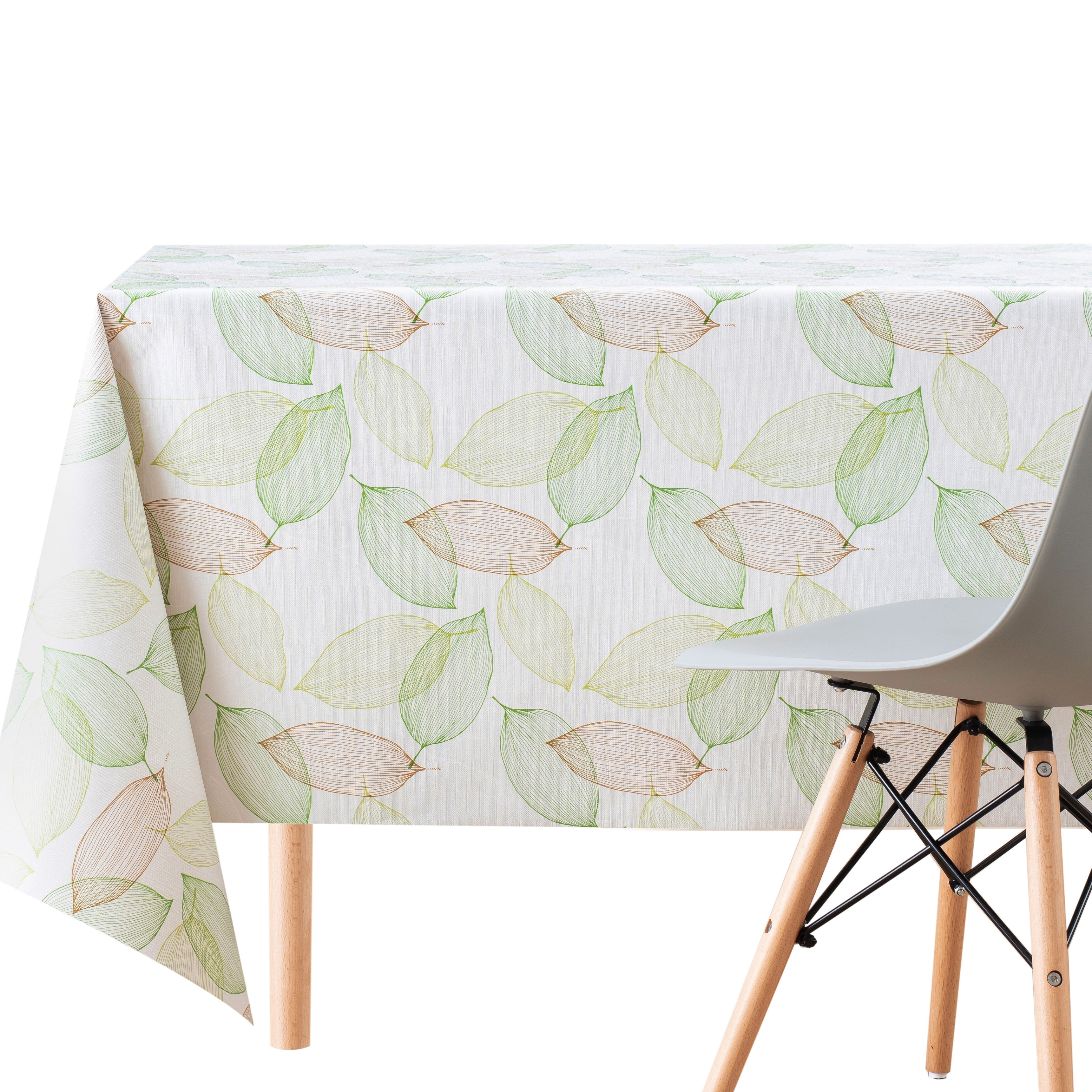 Green Leaves Tablecloth Wipe Clean Leafs Embossed pattern on Vinyl Oilcloth Rectangular 200x140 Waterproof Home Garden durable