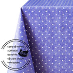 Spotted White Polka Dot Design On Violet Jeans looking Tablecloth PVC Wipe Clean Oilcloth 200x140cm Plain Dotty Design On Thick Rectangular Wipeable Vinyl Plastic Table Cloth