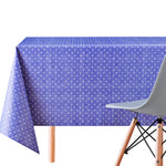 Spotted White Polka Dot Design On Violet Jeans looking Tablecloth PVC Wipe Clean Oilcloth 200x140cm Plain Dotty Design On Thick Rectangular Wipeable Vinyl Plastic Table Cloth